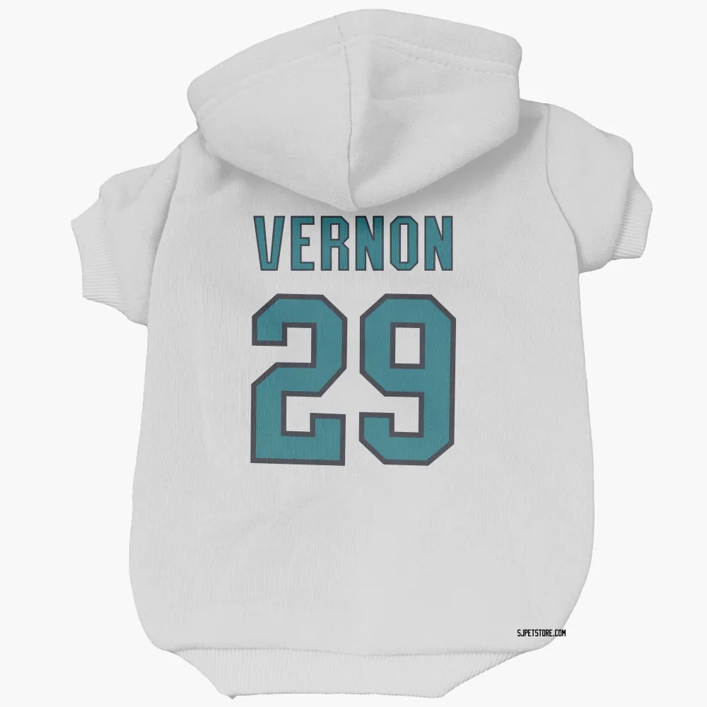 San Jose Sharks Mike Vernon White Pet Hoodie for Dog & Cat