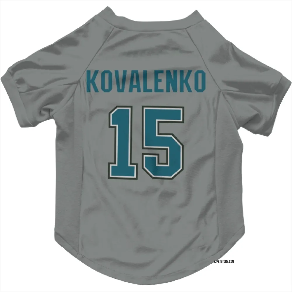 San Jose Sharks Nikolai Kovalenko Gray Pet Jersey for Dog & Cat