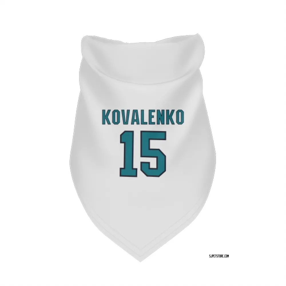 San Jose Sharks Nikolai Kovalenko White Pet Bandana for Dog & Cat