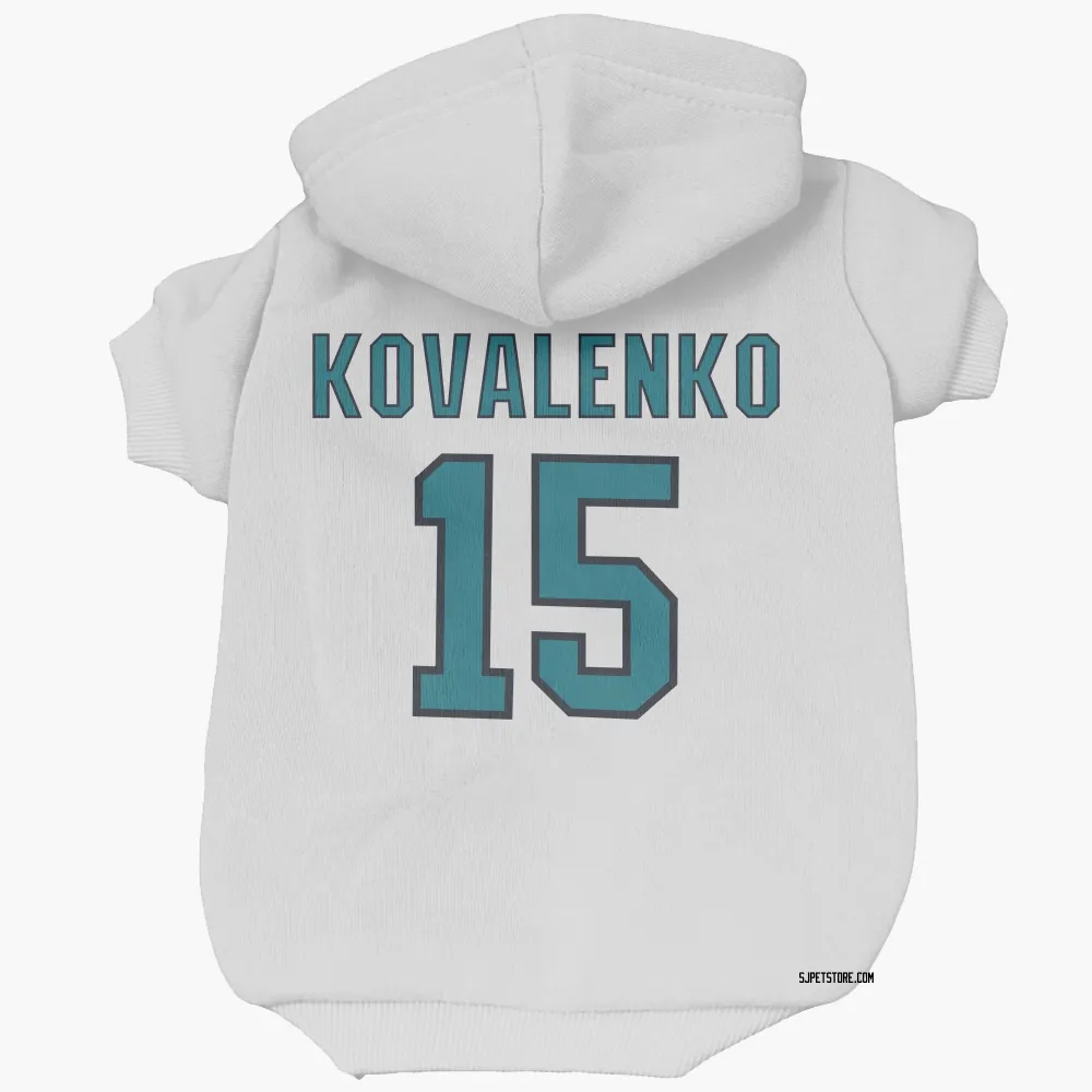 San Jose Sharks Nikolai Kovalenko White Pet Hoodie for Dog & Cat