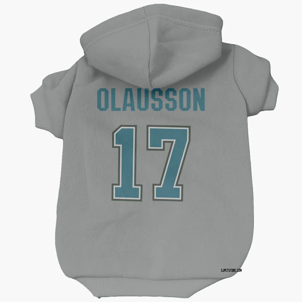 San Jose Sharks Oskar Olausson Gray Pet Hoodie for Dog & Cat