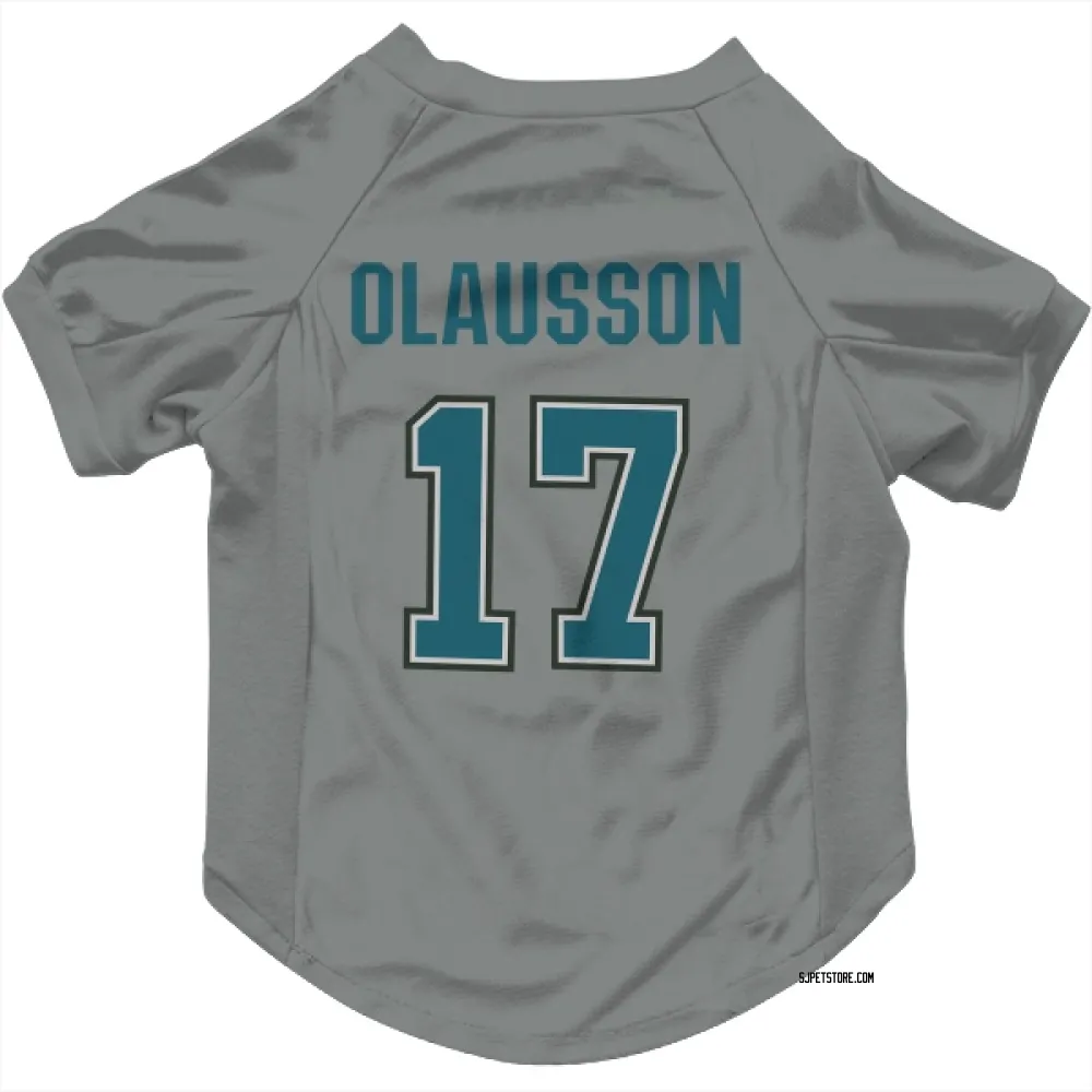 San Jose Sharks Oskar Olausson Gray Pet Jersey for Dog & Cat
