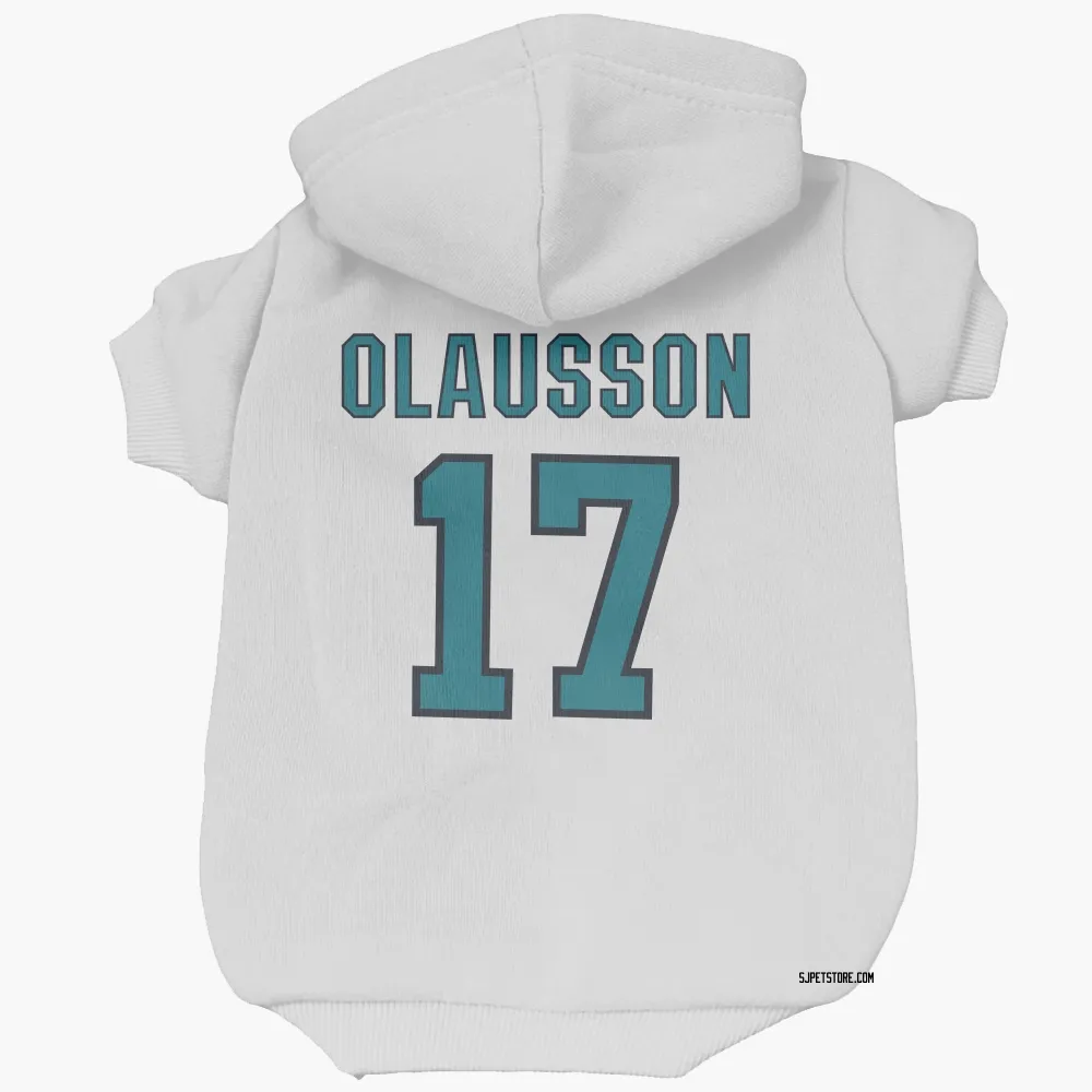 San Jose Sharks Oskar Olausson White Pet Hoodie for Dog & Cat