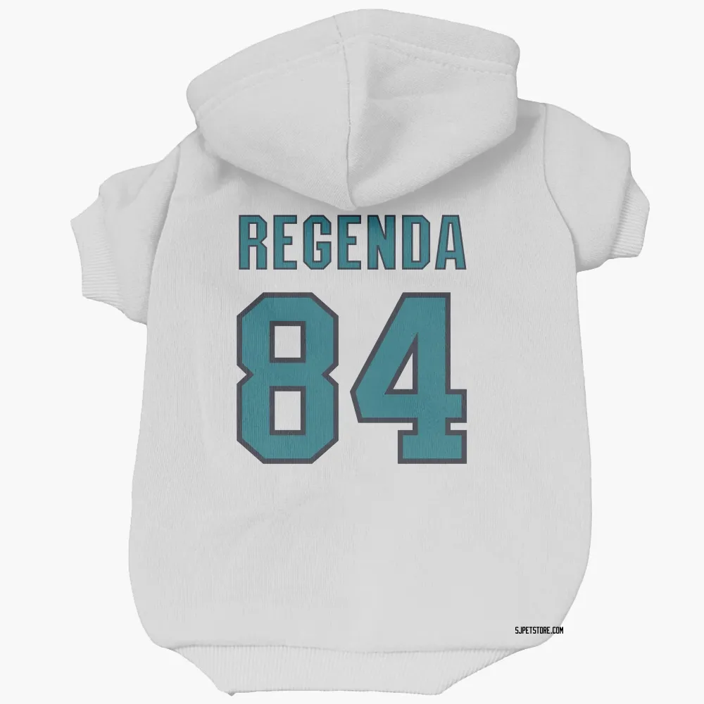 San Jose Sharks Pavol Regenda White Pet Hoodie for Dog & Cat