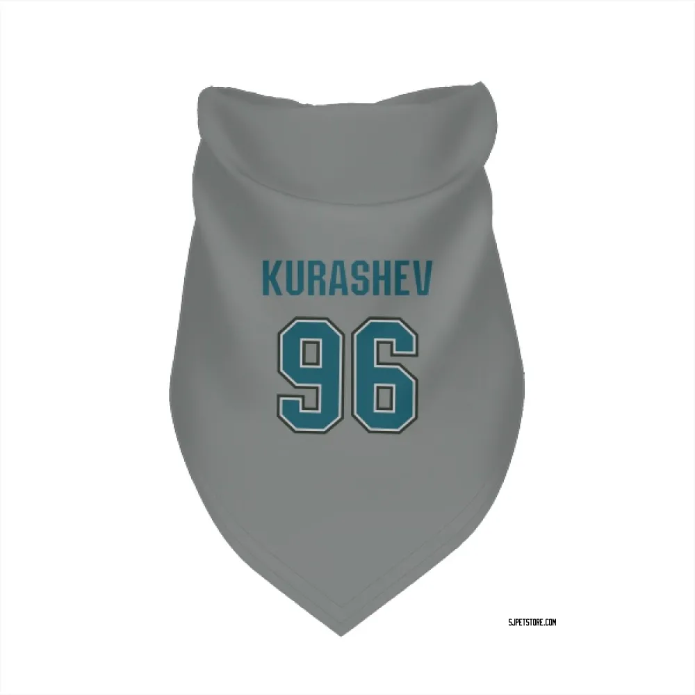 San Jose Sharks Philipp Kurashev Gray Pet Bandana for Dog & Cat