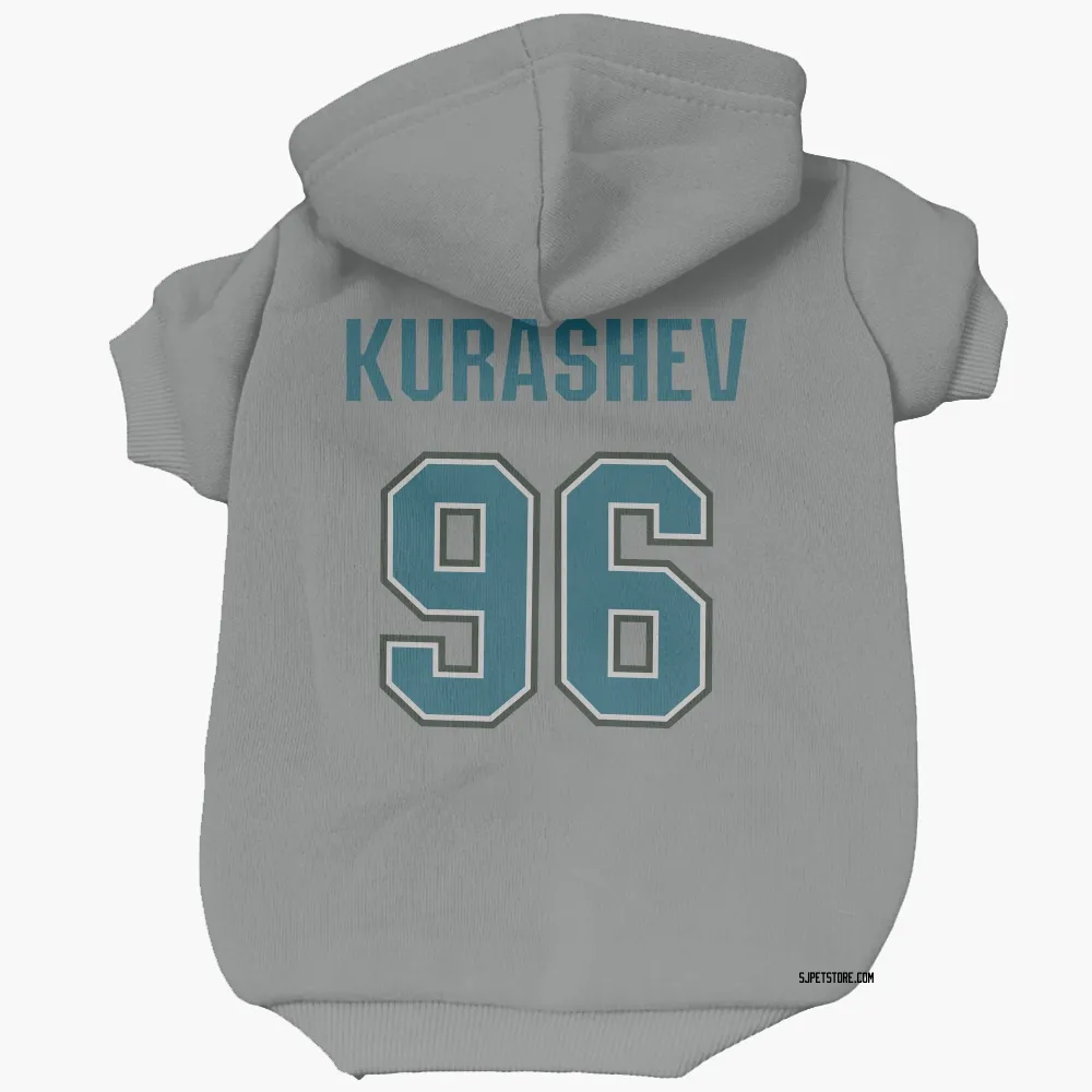 San Jose Sharks Philipp Kurashev Gray Pet Hoodie for Dog & Cat