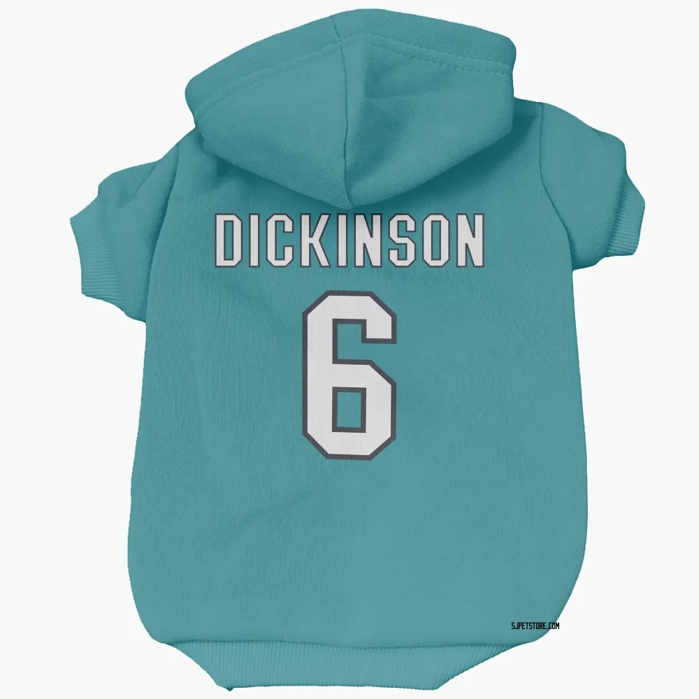 San Jose Sharks Sam Dickinson Teal Pet Hoodie for Dog & Cat
