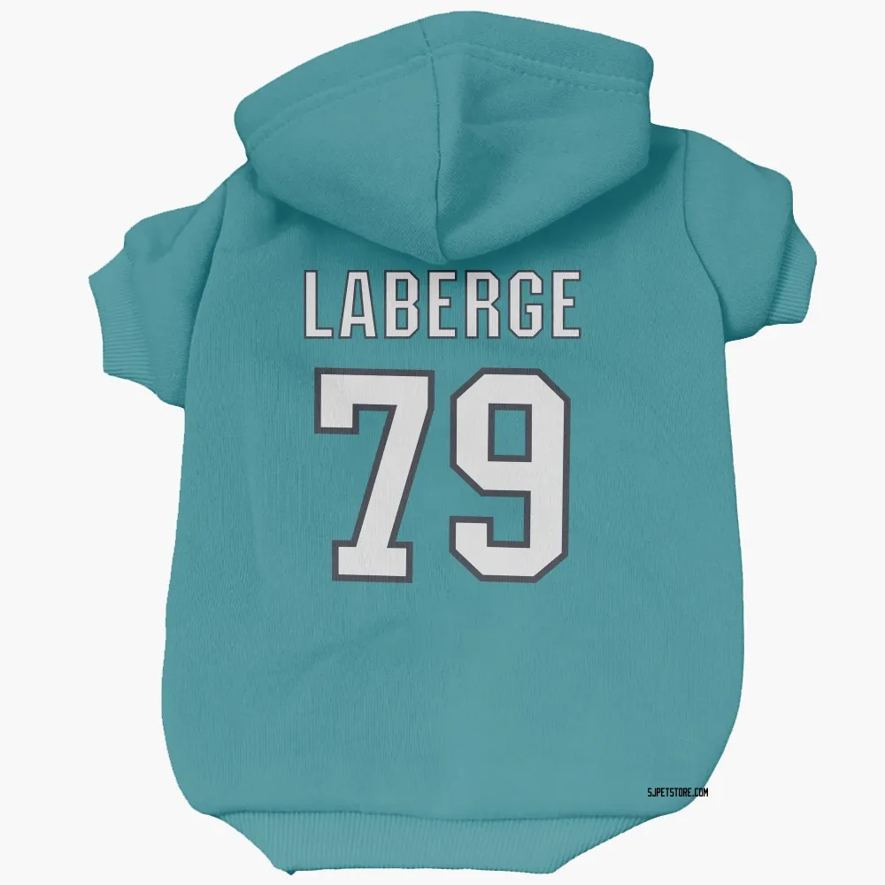 San Jose Sharks Samuel Laberge Teal Pet Hoodie for Dog & Cat