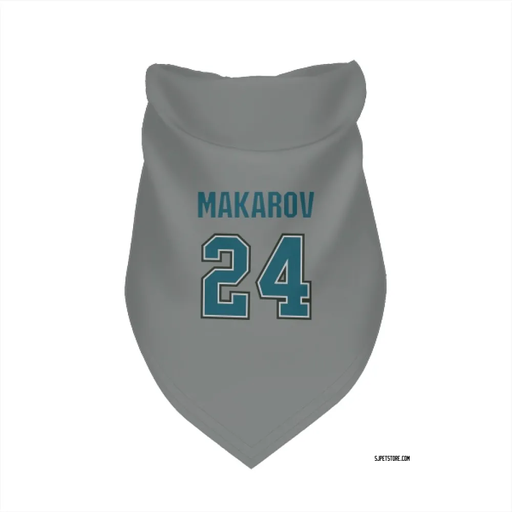 San Jose Sharks Sergei Makarov Gray Pet Bandana for Dog & Cat