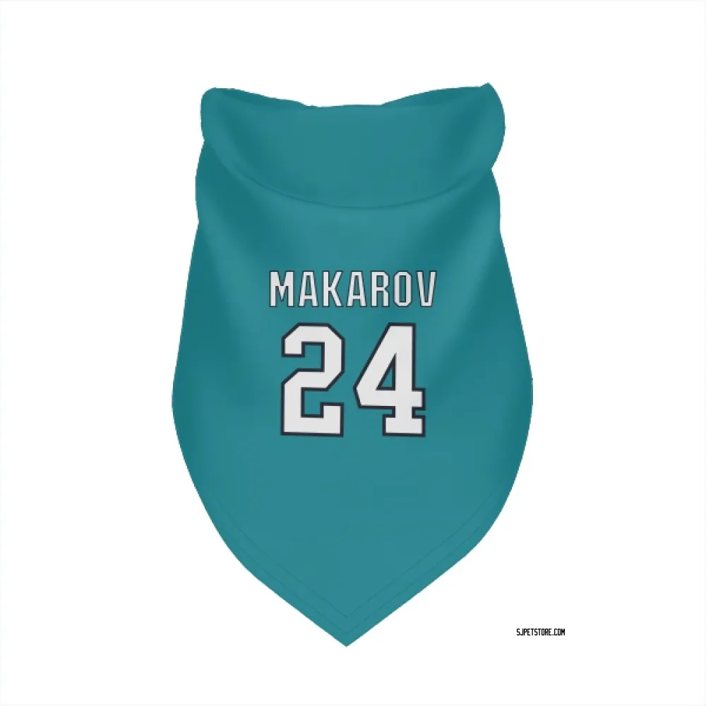 San Jose Sharks Sergei Makarov Teal Pet Bandana for Dog & Cat