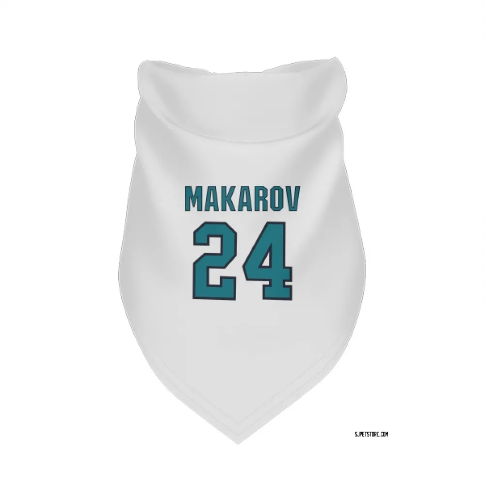 San Jose Sharks Sergei Makarov White Pet Bandana for Dog & Cat