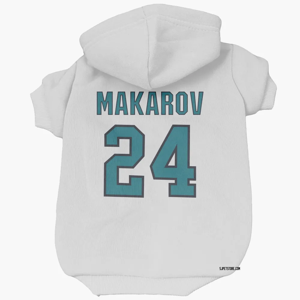 San Jose Sharks Sergei Makarov White Pet Hoodie for Dog & Cat