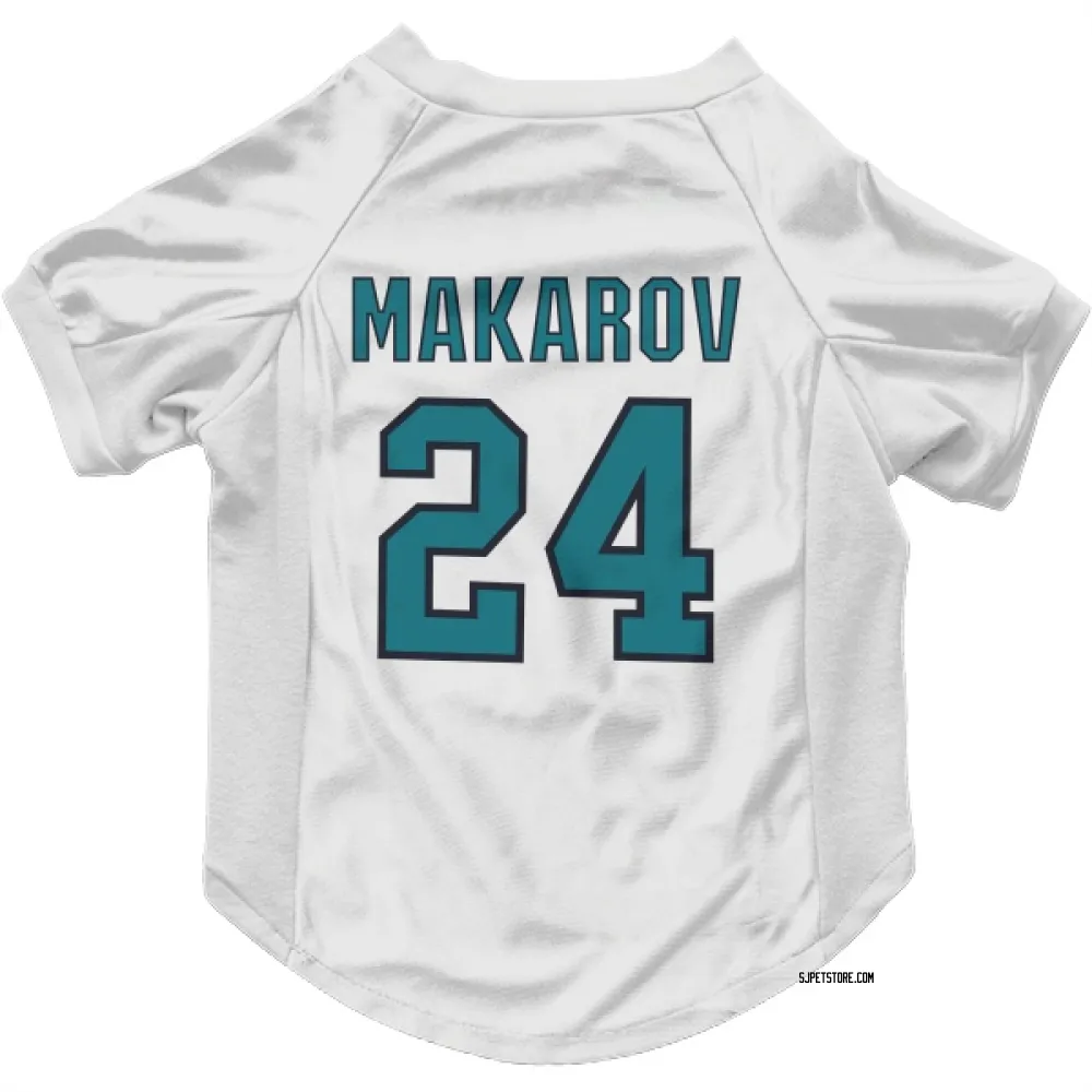 San Jose Sharks Sergei Makarov White Pet Jersey for Dog & Cat