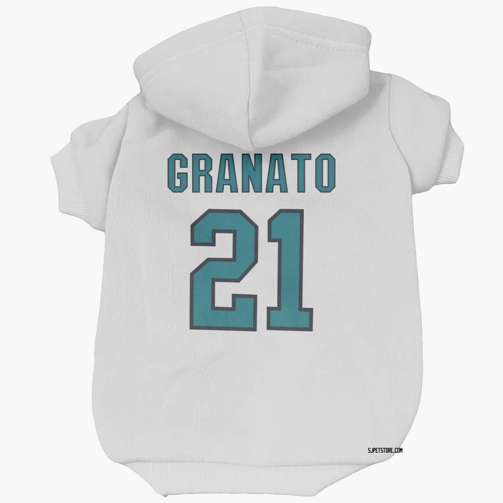 San Jose Sharks Tony Granato White Pet Hoodie for Dog & Cat