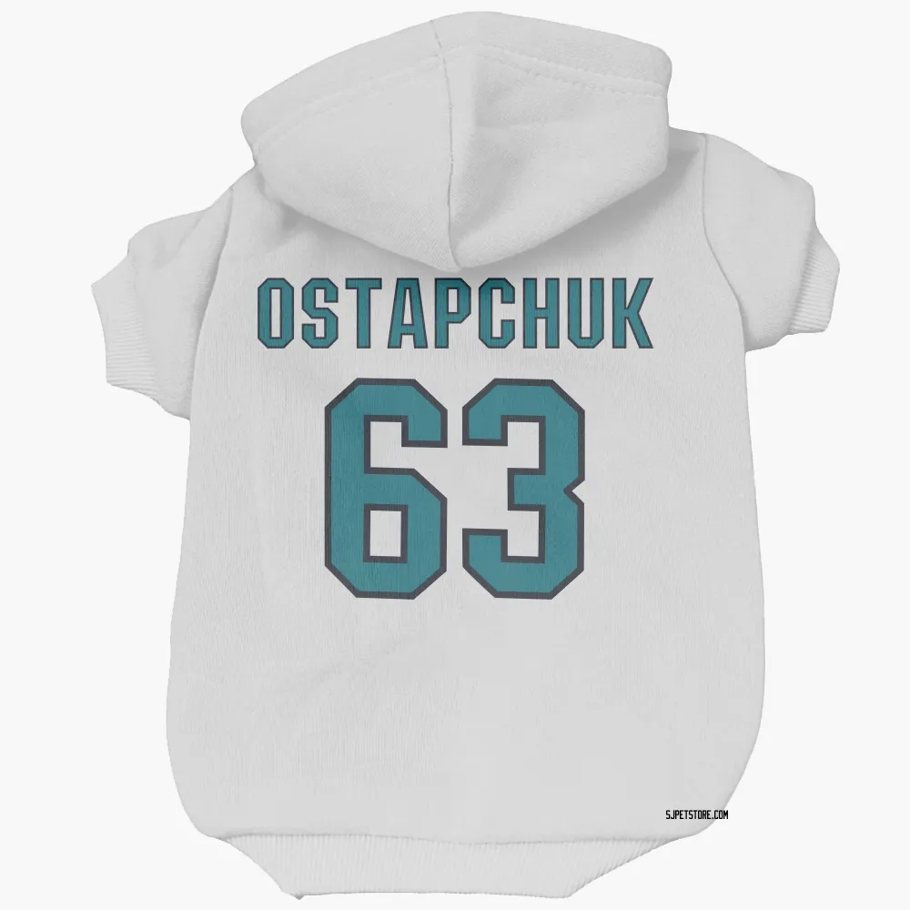 San Jose Sharks Zack Ostapchuk White Pet Hoodie for Dog & Cat